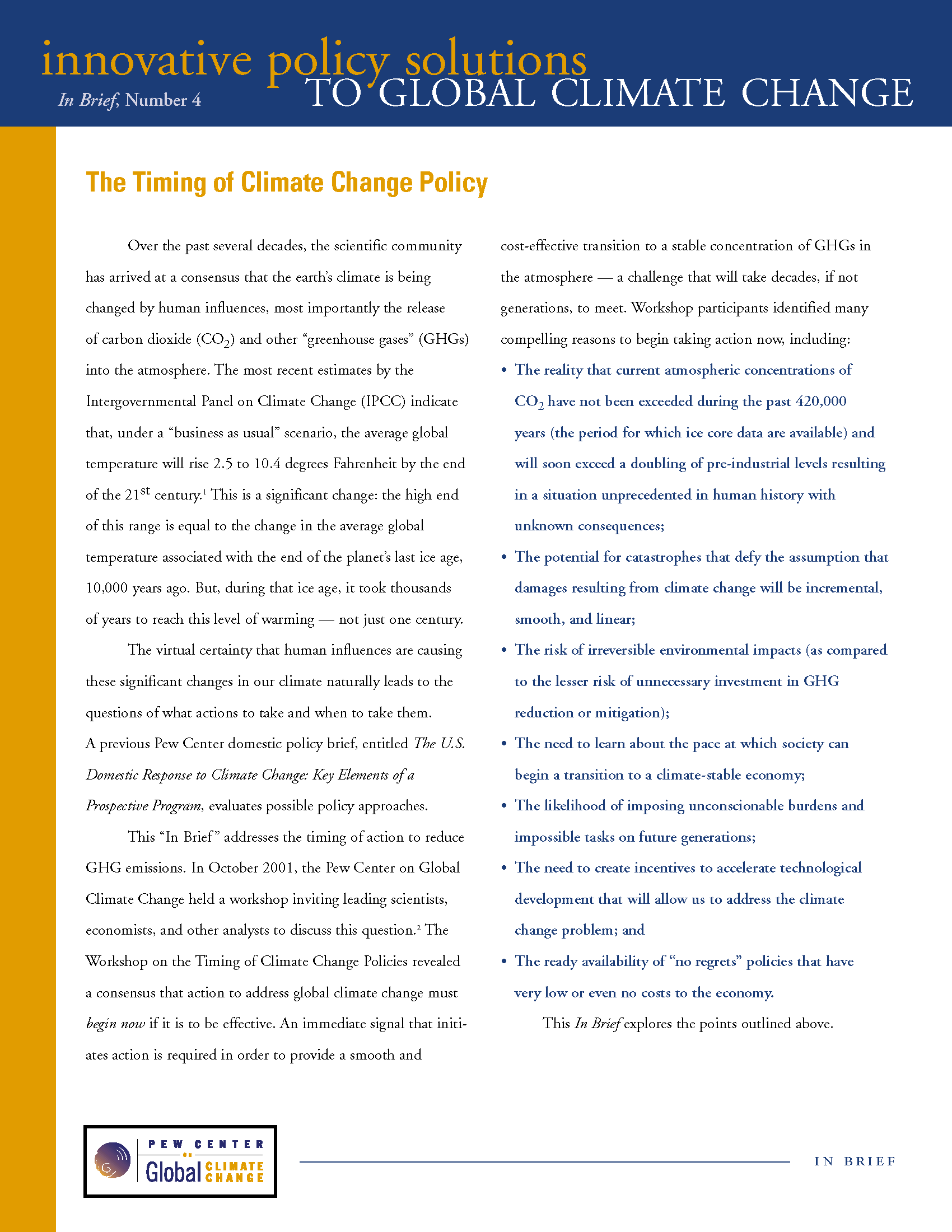 The Timing Of Climate Change Policy | Center For Climate And Energy ...