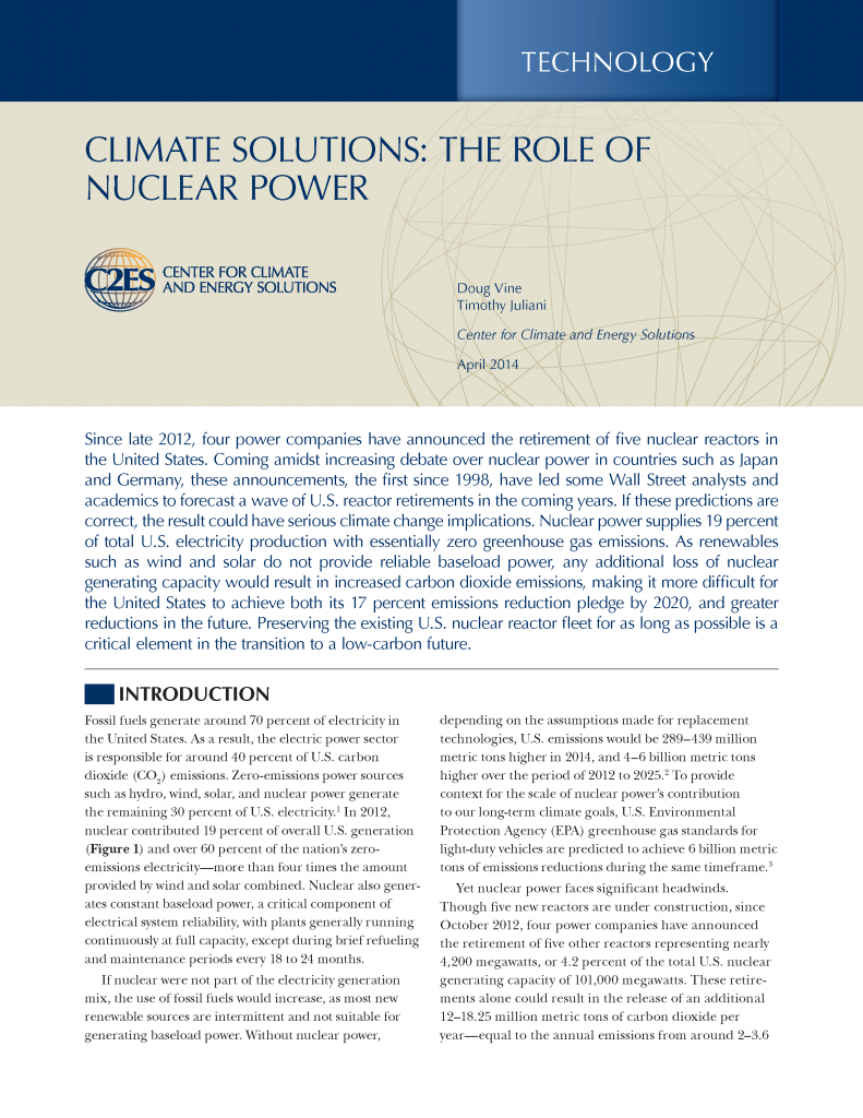 Climate Solutions: The Role Of Nuclear Power — Center For Climate And ...