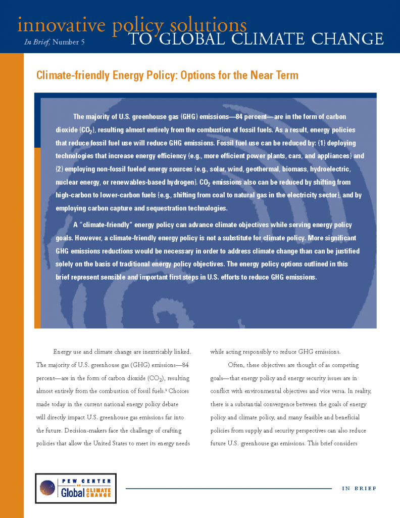 Climate-Friendly Energy Policy: Options For The Near Term — Center For ...