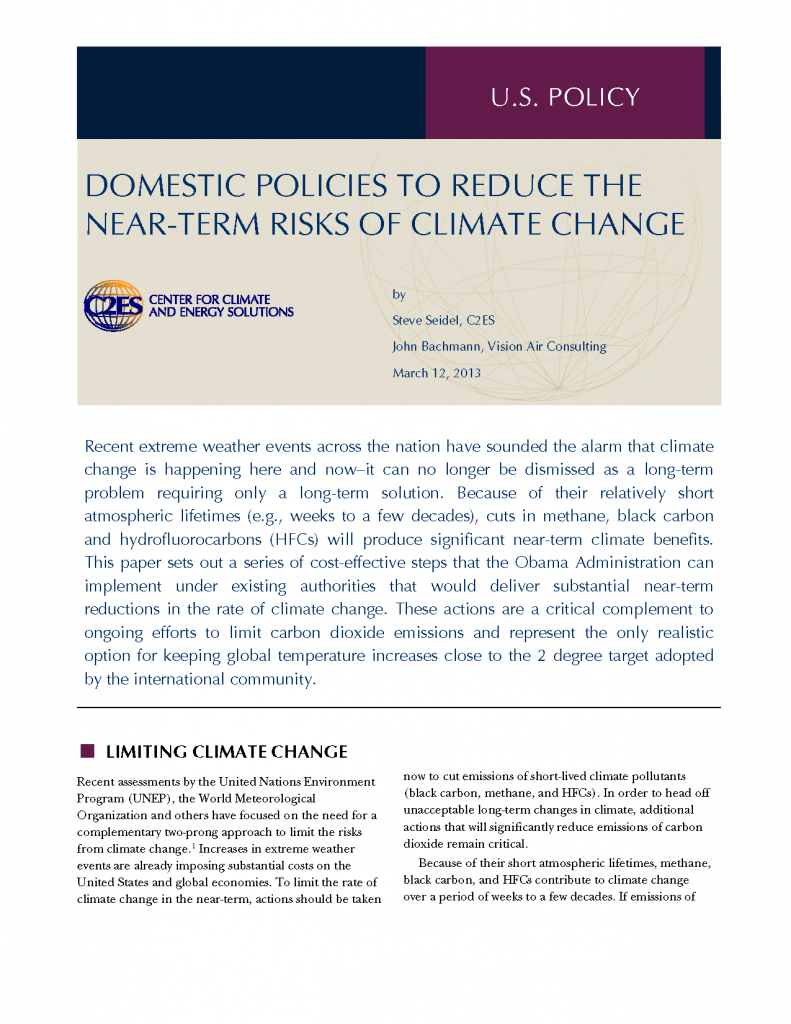 Domestic Policies to Reduce the NearTerm Risks of Climate Change