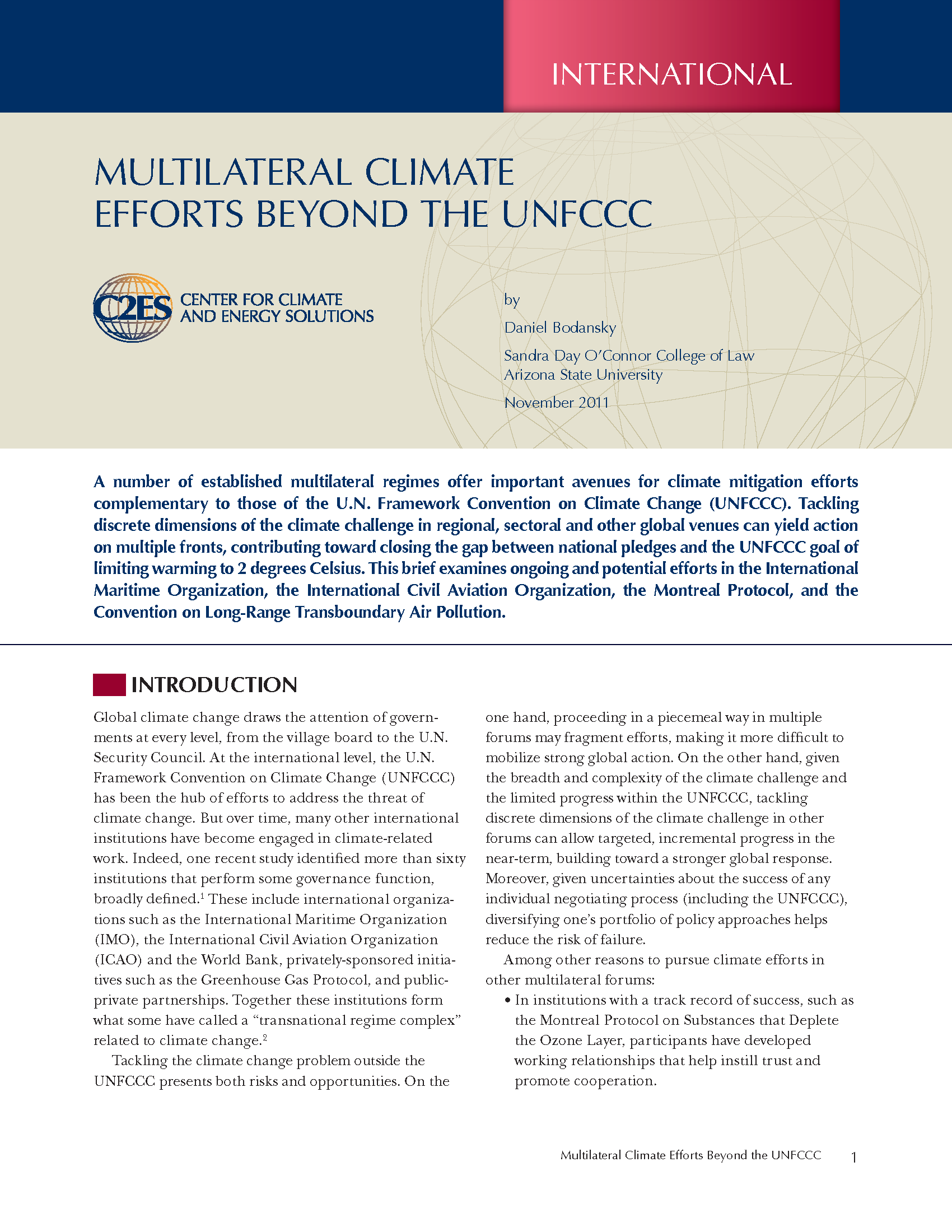 Multilateral Climate Efforts Beyond The UNFCCC - Center For Climate And ...