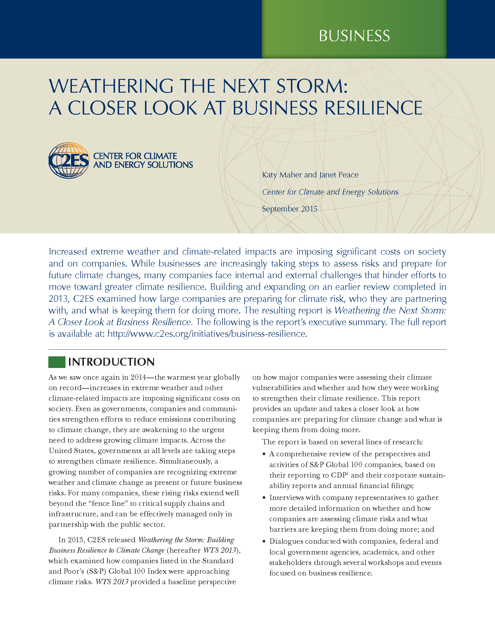 Weathering The Next Storm A Closer Look At Business Resilience Executive Summary Center For 2188